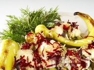 Гарнитура от печени зеленчуци на грил тиган - чушки Сиврия, тиквички, патладжан